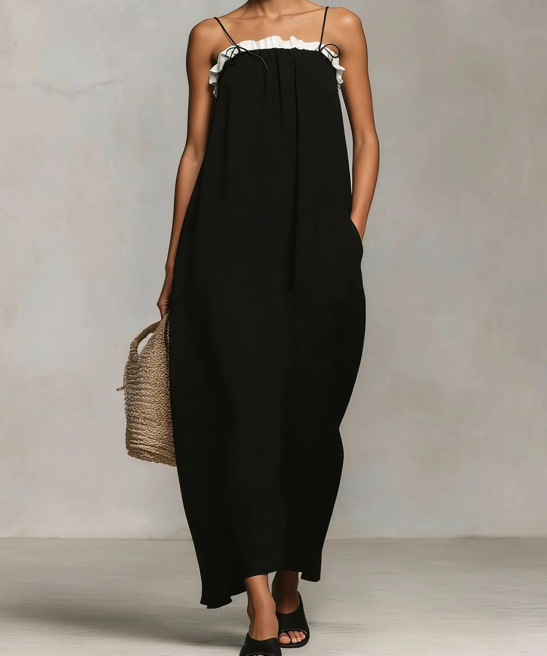 Carmen | Vestido Maxi con Bloques de Colores y Tirantes de Espagueti Alba Madrid