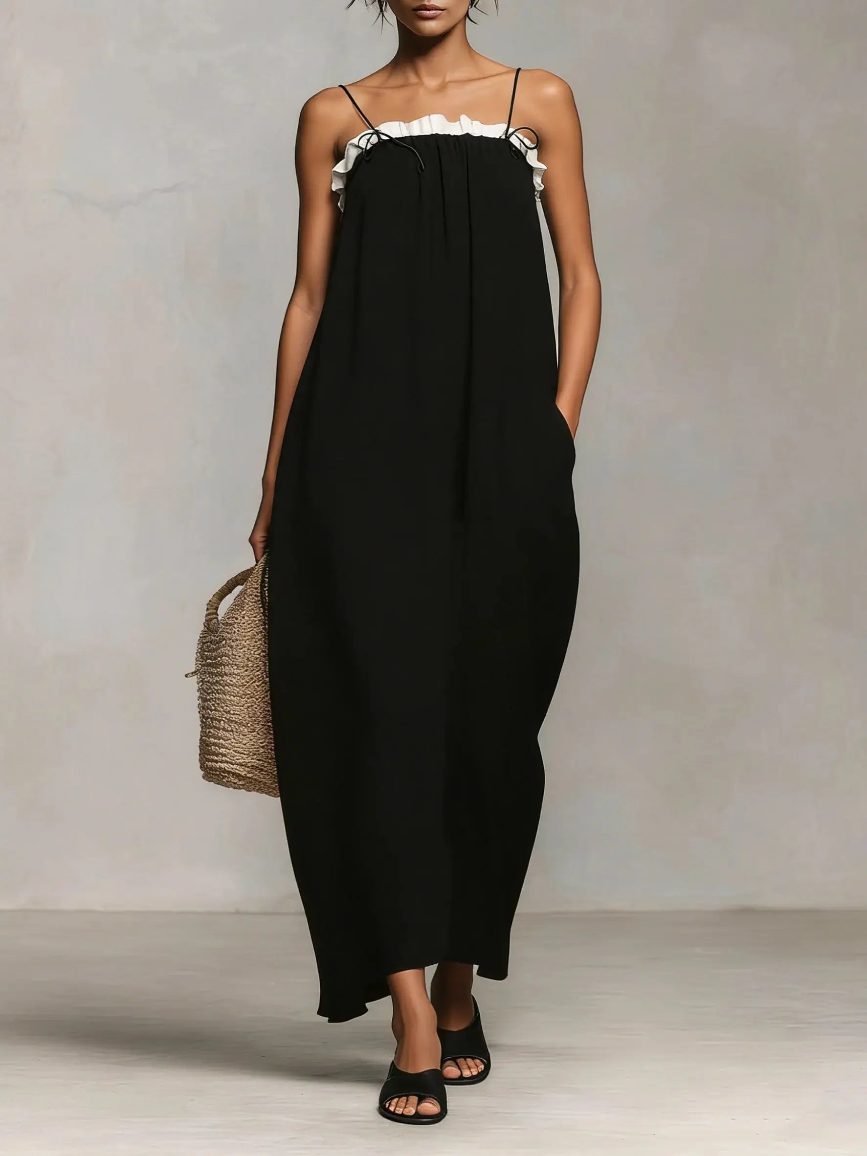 Carmen | Vestido Maxi con Bloques de Colores y Tirantes de Espagueti Alba Madrid