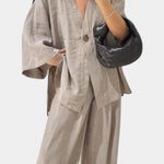 Eli Conjunto Oversize de Top con Cuello en V y Pantalón Recto Alba Madrid
