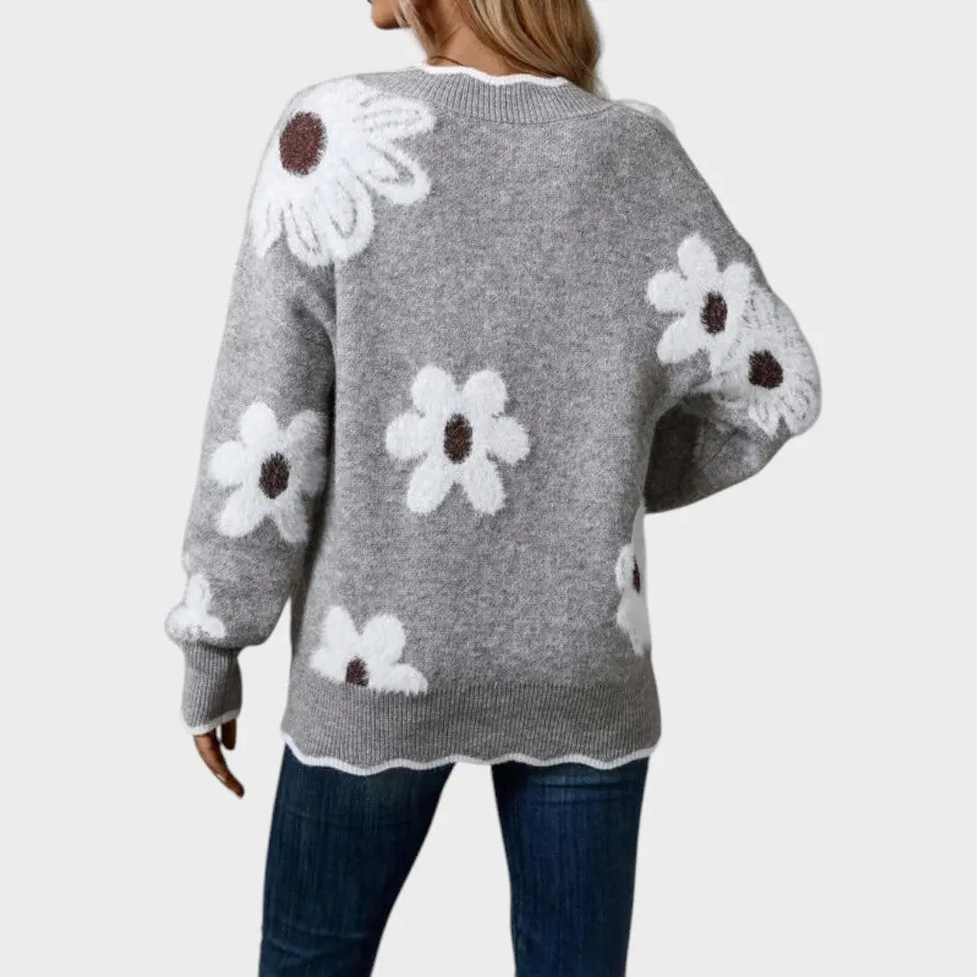 Paula | Jersey de Punto Floral Con Escote en V Alba Madrid