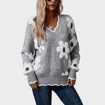 Paula | Jersey de Punto Floral Con Escote en V Alba Madrid