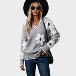 Paula | Jersey de Punto Floral Con Escote en V Alba Madrid