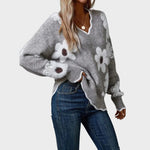 Paula | Jersey de Punto Floral Con Escote en V Alba Madrid