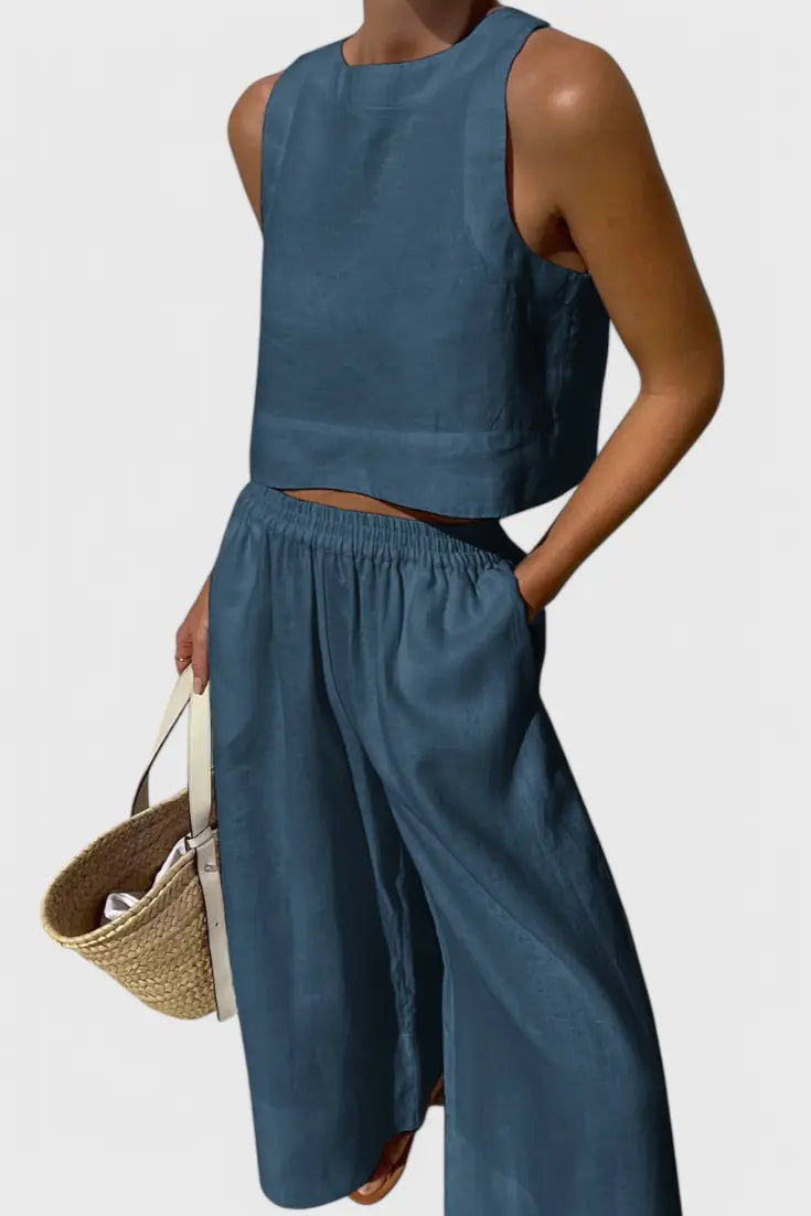 Avelina Conjunto Minimalista en Algodón y Lino Ligero Alba Madrid
