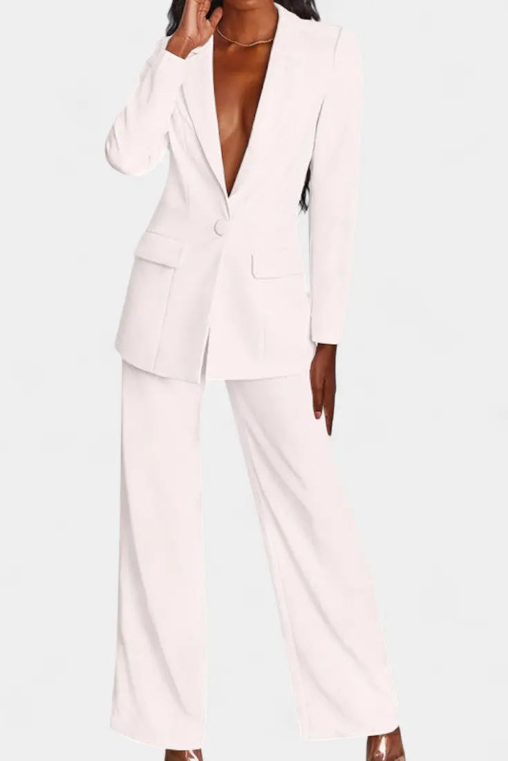 Marnie Conjunto de Blazer a Medida y Pantalones de Pierna Ancha Alba Madrid