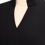 Nora | Vestido Negro con Cinturón y Cuello Mandarin Alba Madrid