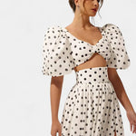 Sherine Conjunto de Falda y Top de Lunares con Mangas Abullonadas Alba Madrid