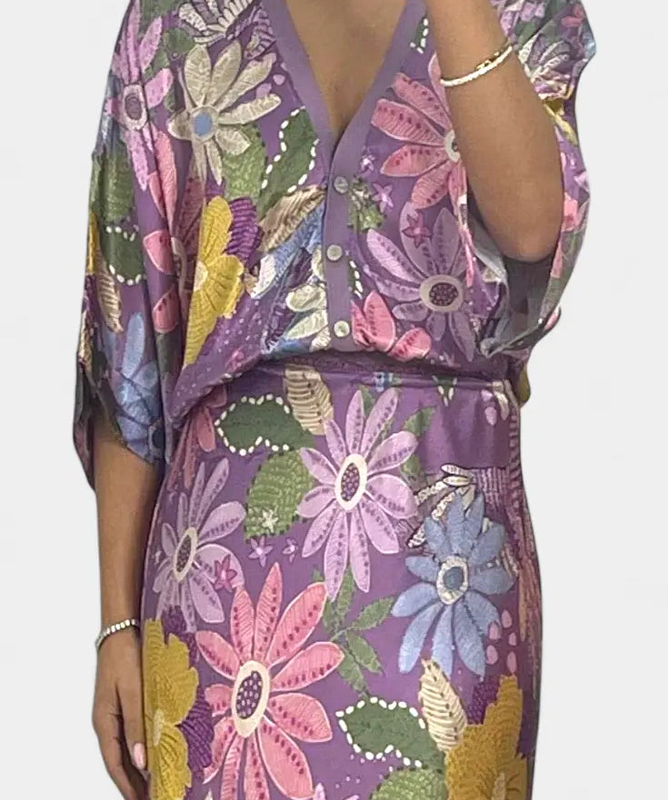 Shae Conjunto Suave de Blusa y Falda de Cola de Pez Floral Alba Madrid