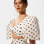 Sherine Conjunto de Falda y Top de Lunares con Mangas Abullonadas Alba Madrid