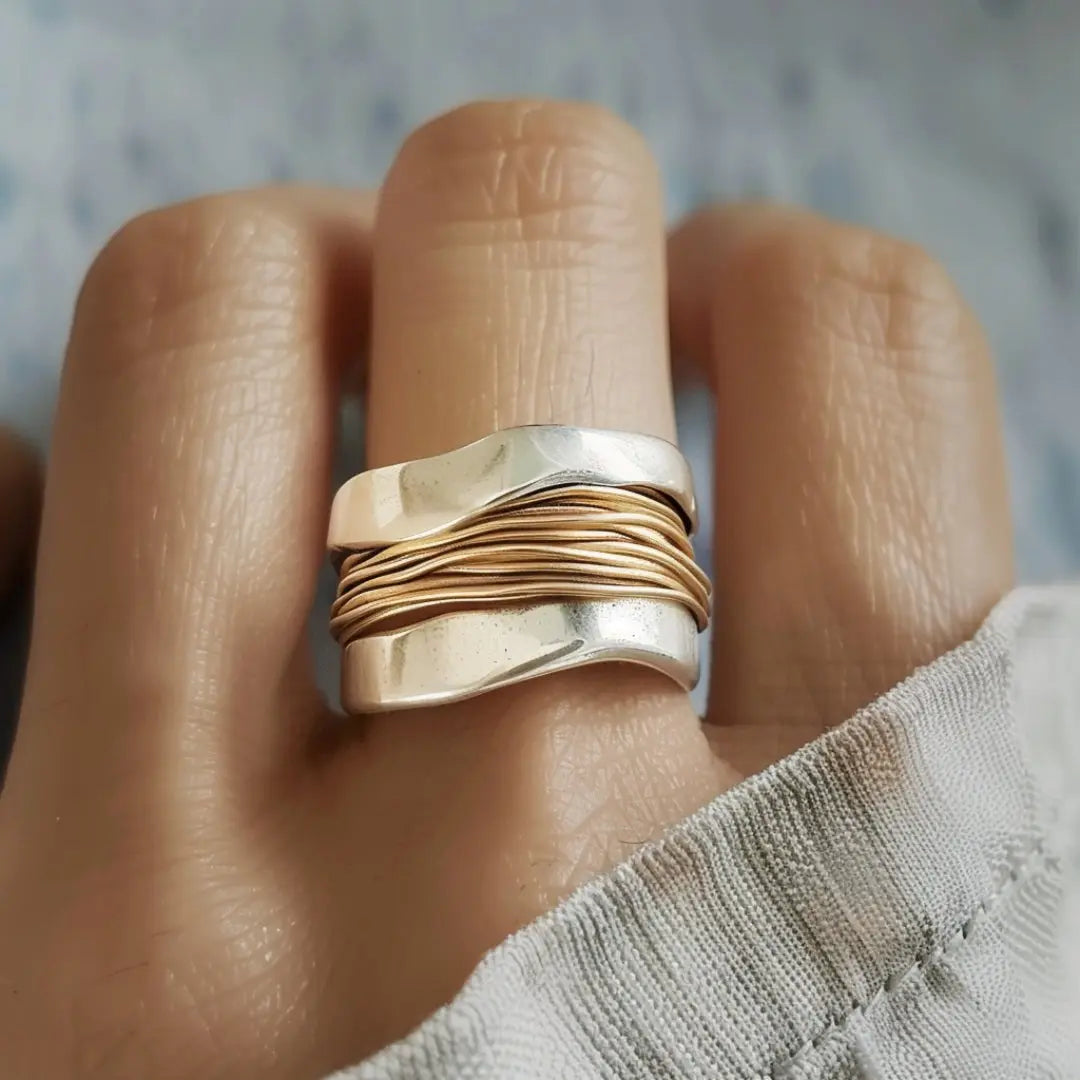 Anillo de hilos de oro plateado Alba Madrid