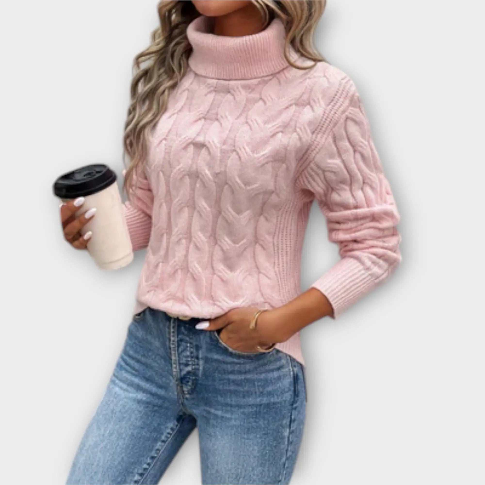 Amelia – Elegante Suéter de Cuello Alto de Punto Alba Madrid
