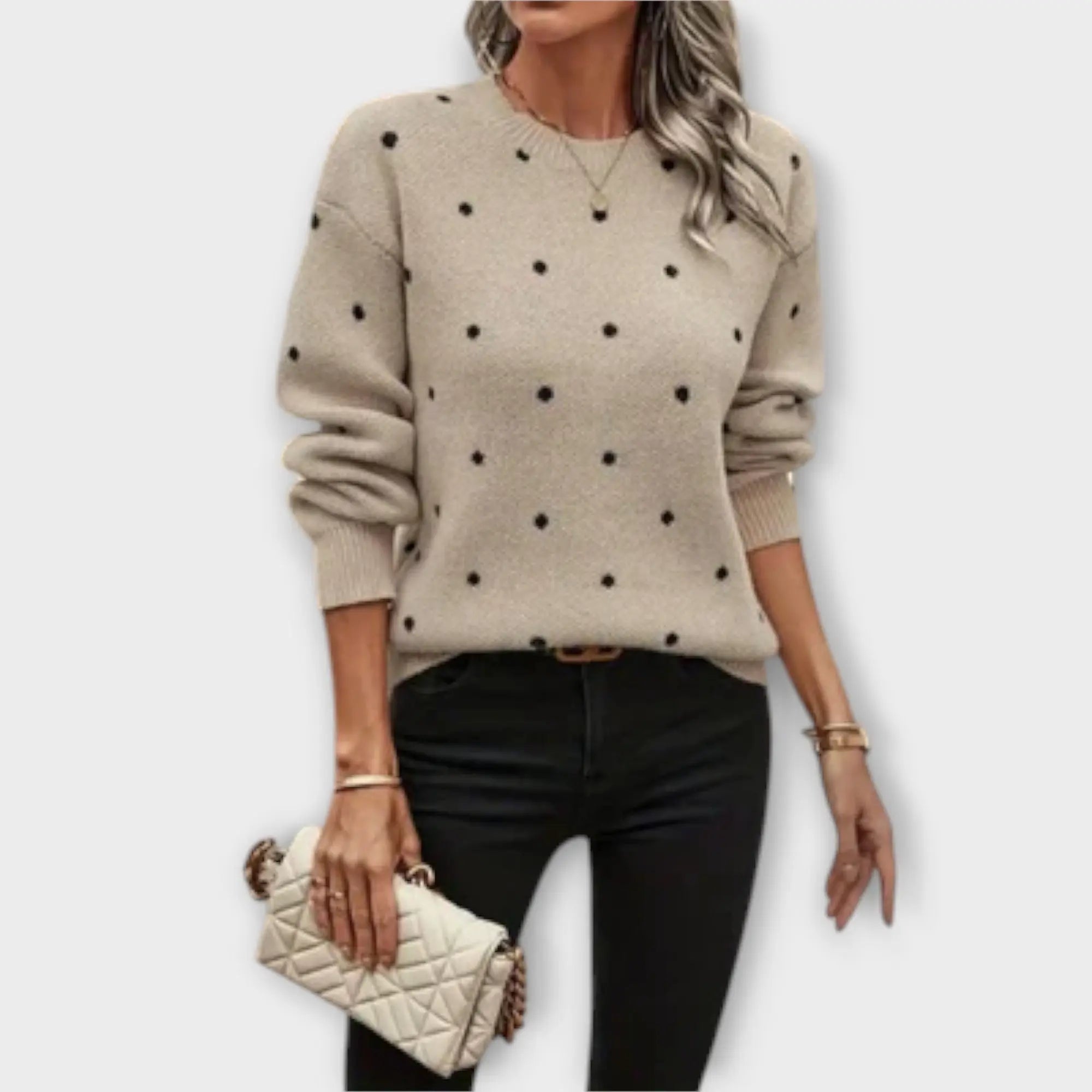 Ava – Suéter de Manga Larga Casual de Punto con Motivo de Lunares Alba Madrid