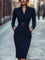 Nora | Vestido Negro con Cinturón y Cuello Mandarin Alba Madrid