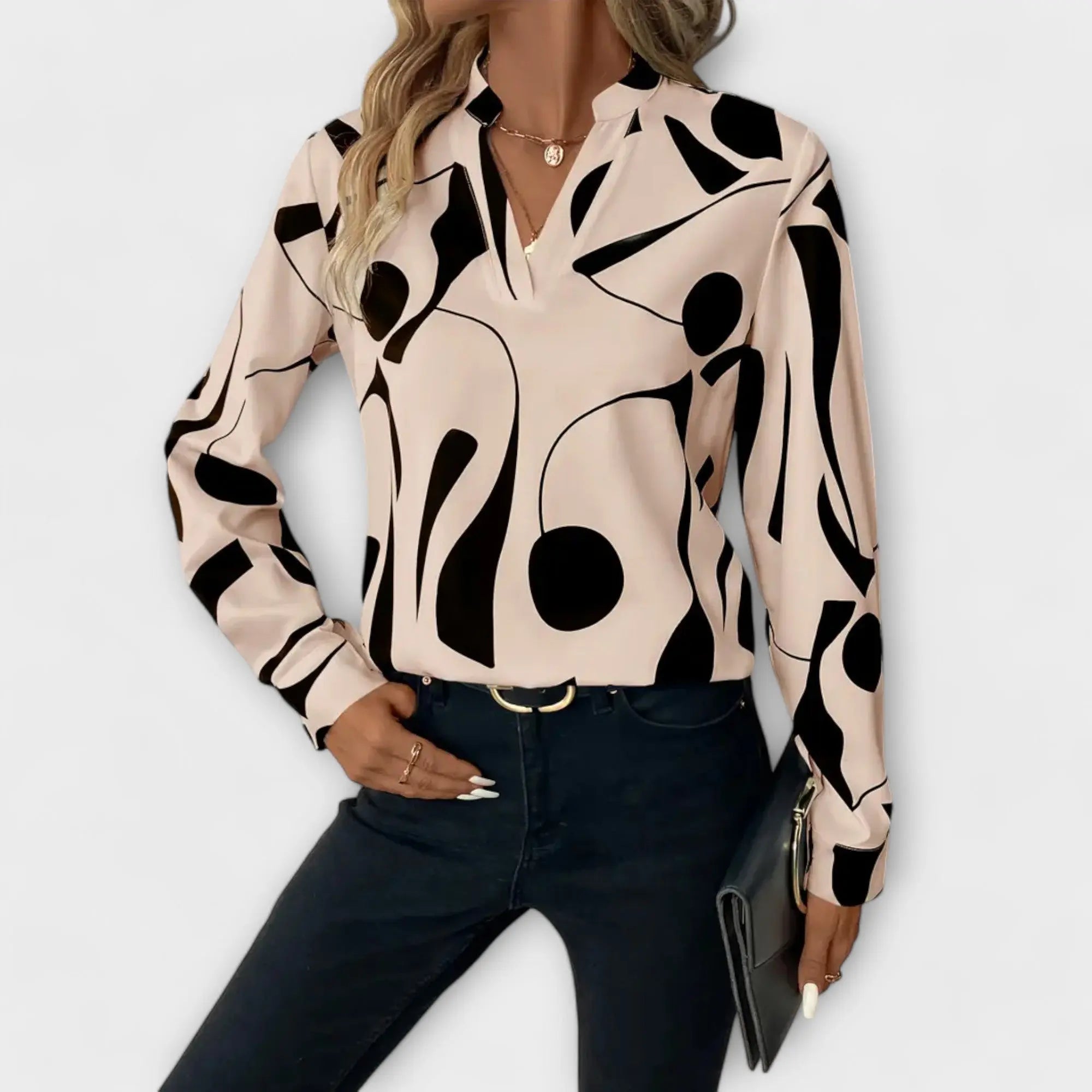 Beatriz | Elegante blusa de manga larga con escote en V Alba Madrid