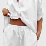 Anika Conjunto de Dos Piezas con Camisa de Botones y Pantalones Cortos con Cuerda Alba Madrid