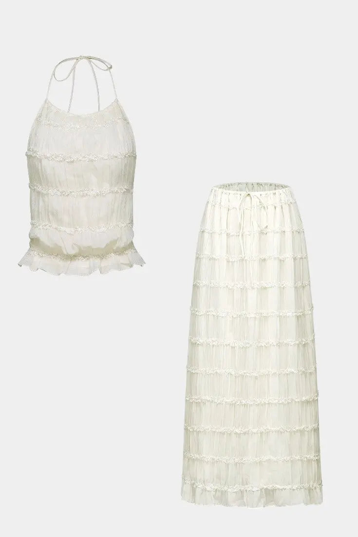 Eugenie Conjunto a Juego con Top Plisado y Falda Alba Madrid