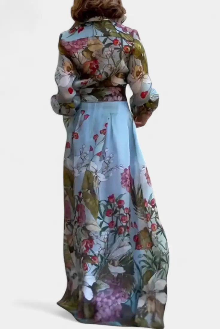 Sanne Conjunto Elegante Estampado de Camisa y Pantalón Fluido Alba Madrid