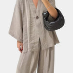 Eli Conjunto Oversize de Top con Cuello en V y Pantalón Recto Alba Madrid