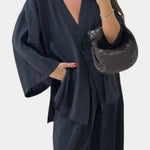Eli Conjunto Oversize de Top con Cuello en V y Pantalón Recto Alba Madrid
