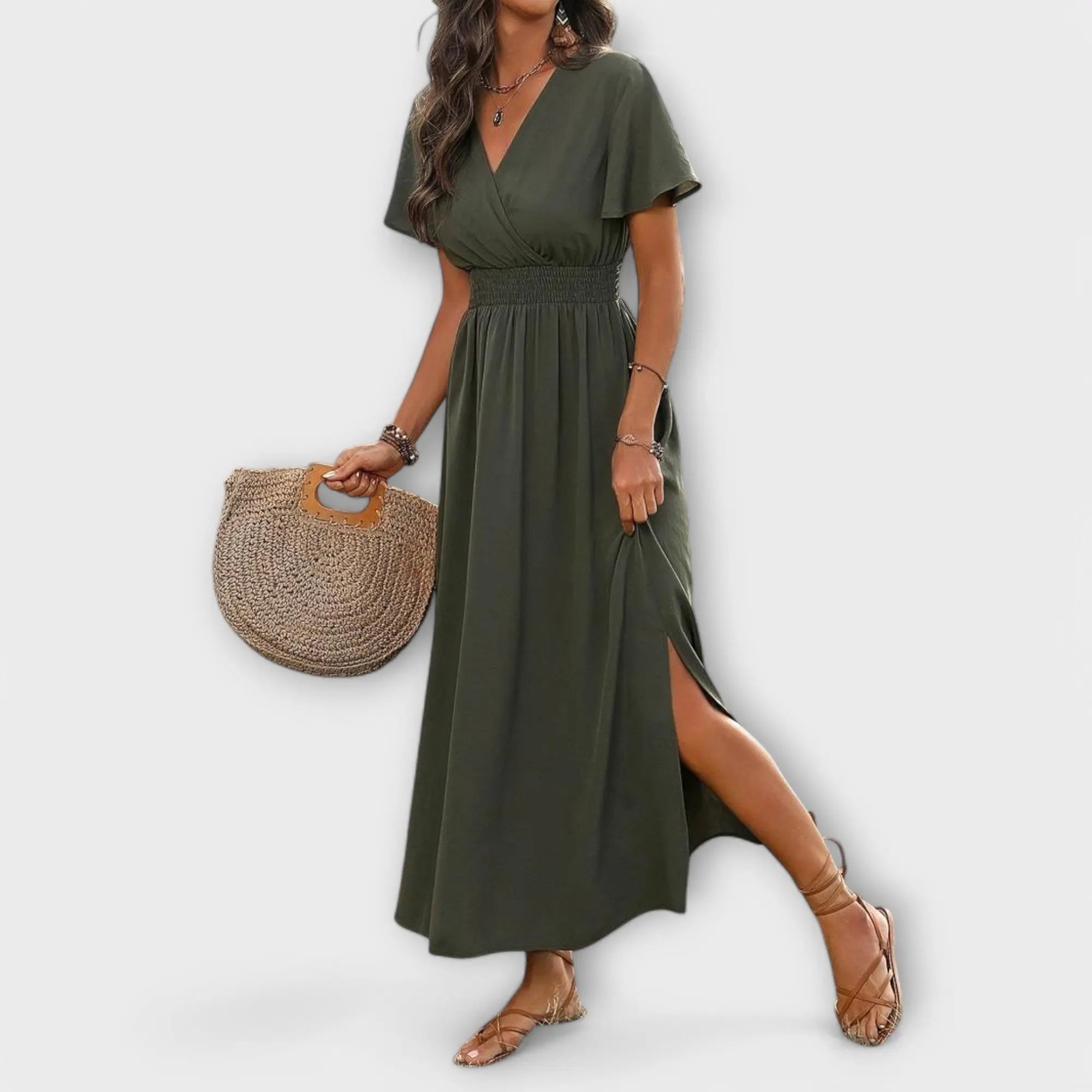 Carmen - Vestido de Manga Larga con Escote en V Alba Madrid