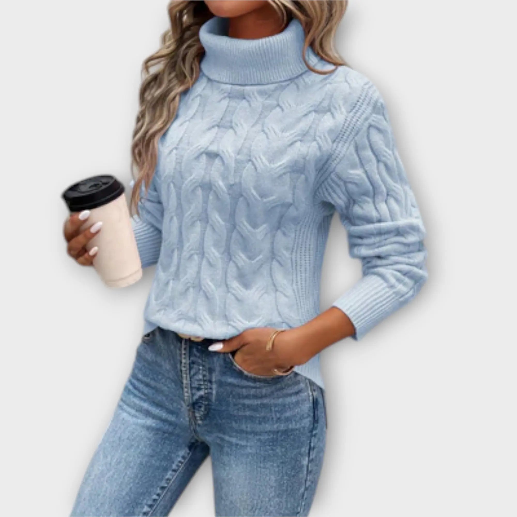 Amelia – Elegante Suéter de Cuello Alto de Punto Alba Madrid