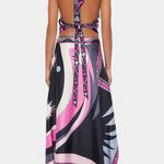 Ciana Conjunto Satén con Falda Abstracta y Top Halter Alba Madrid