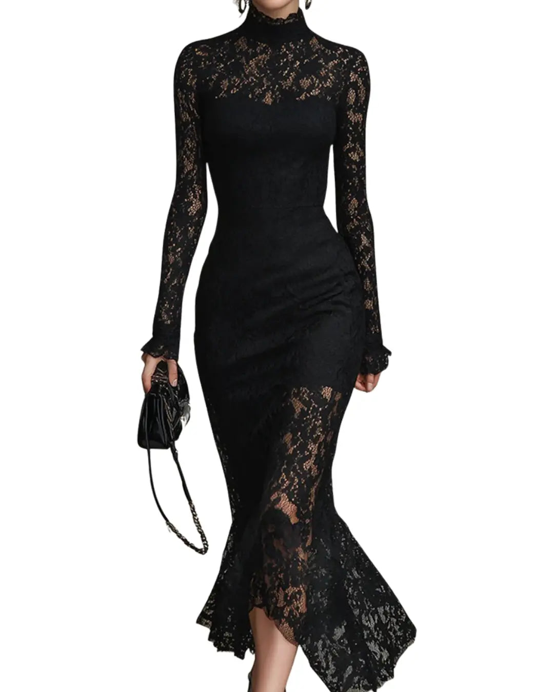 Veronika™ | Maxi Vestido de Encaje Negro Alba Madrid