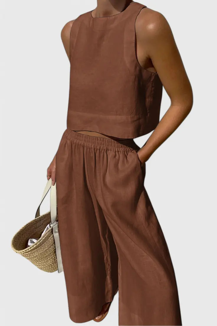Avelina Conjunto Minimalista en Algodón y Lino Ligero Alba Madrid