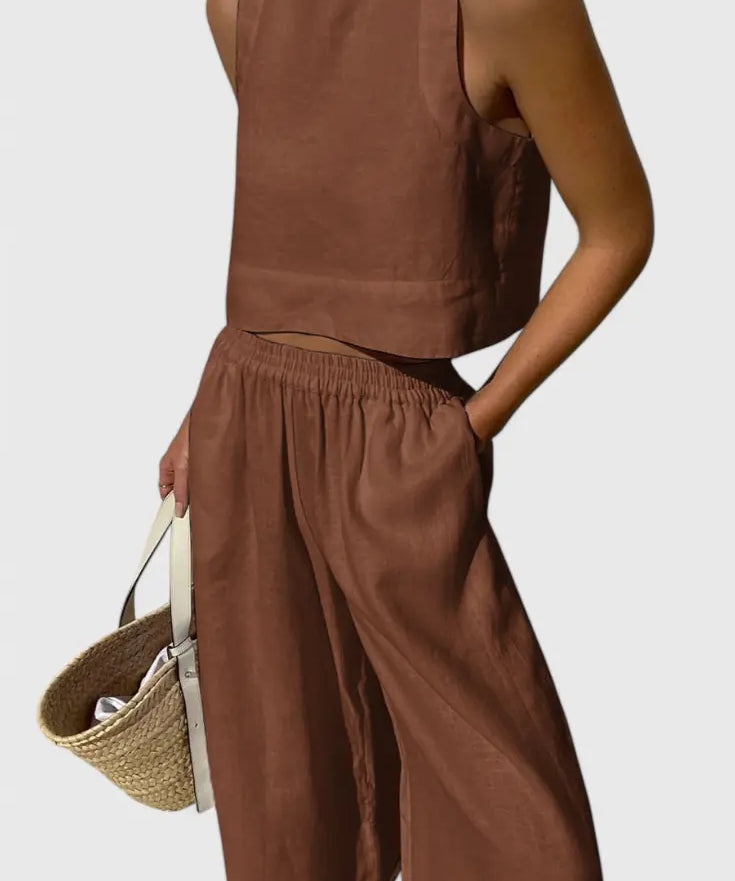 Avelina Conjunto Minimalista en Algodón y Lino Ligero Alba Madrid