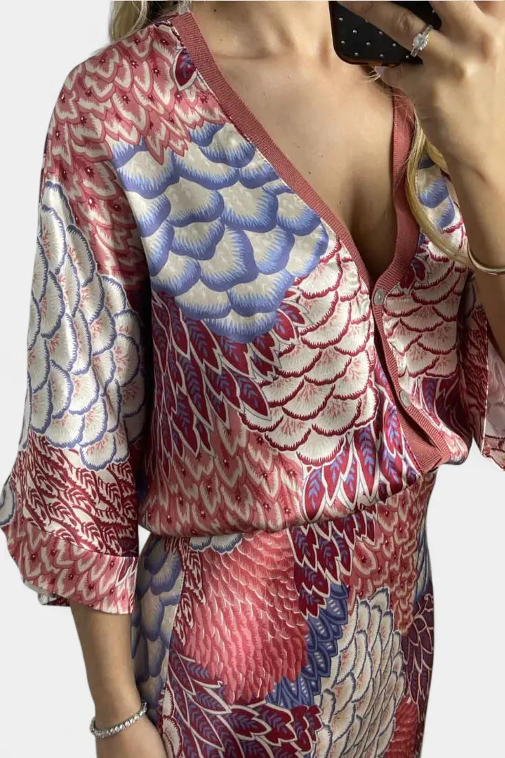 Shae Conjunto Suave de Blusa y Falda de Cola de Pez Floral Alba Madrid