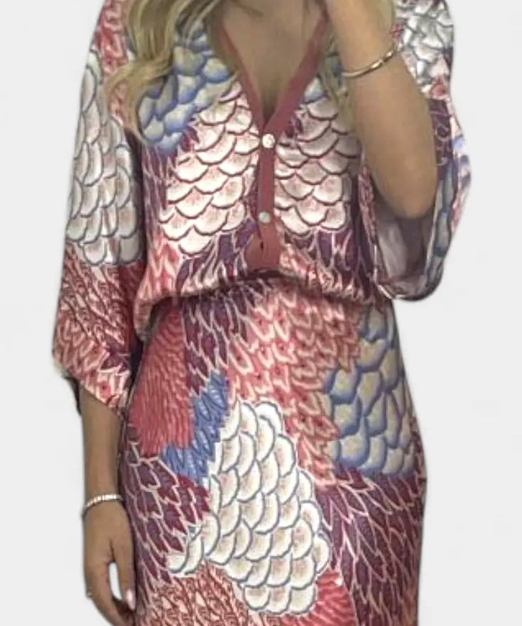 Shae Conjunto Suave de Blusa y Falda de Cola de Pez Floral Alba Madrid