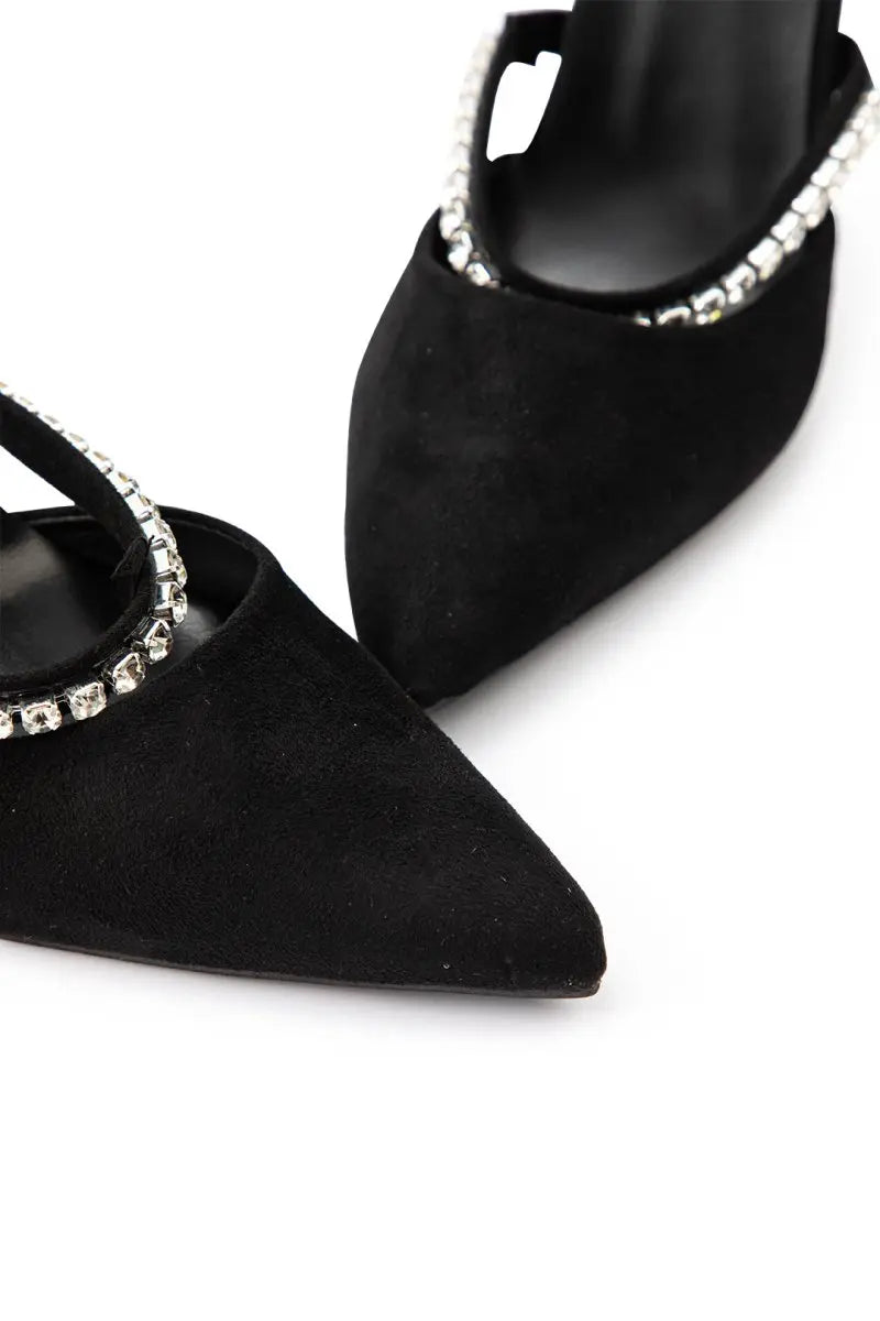 Zapatos de tacón con punta afilada decorados con cristales Alba Madrid