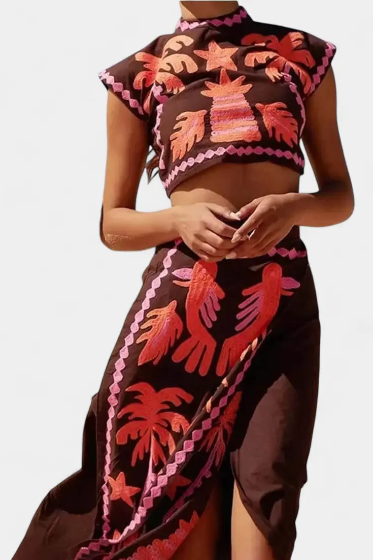 Sloan Conjunto de Top y Falda Recortada Coconut Palm Alba Madrid