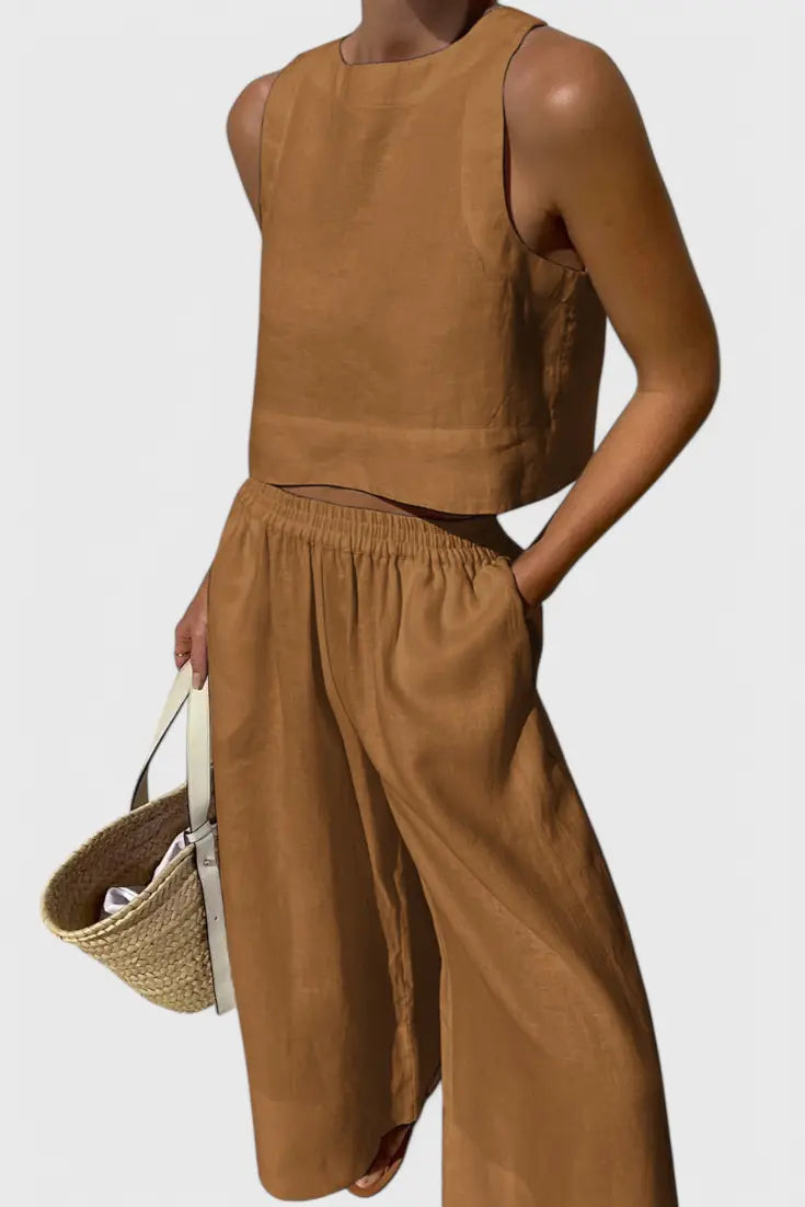 Avelina Conjunto Minimalista en Algodón y Lino Ligero Alba Madrid