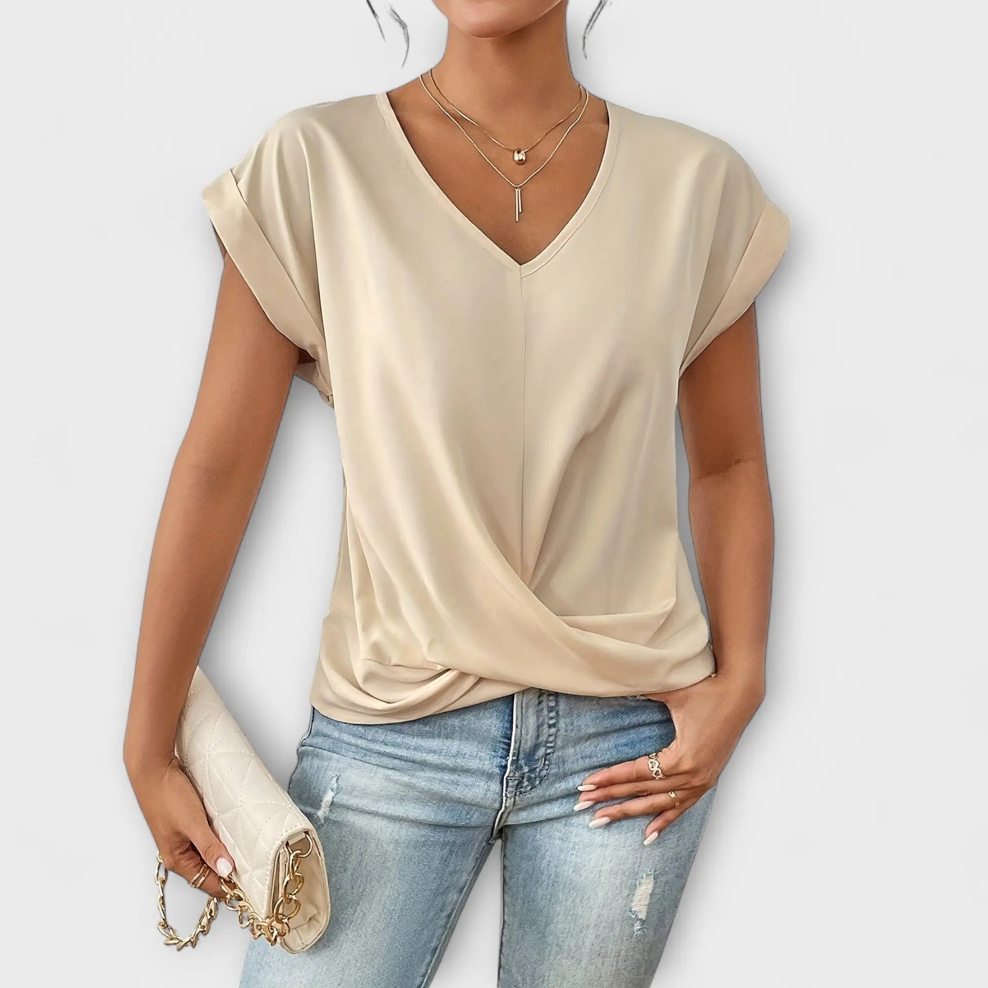 Elena | Blusa con escote en V y detalle de botón Alba Madrid