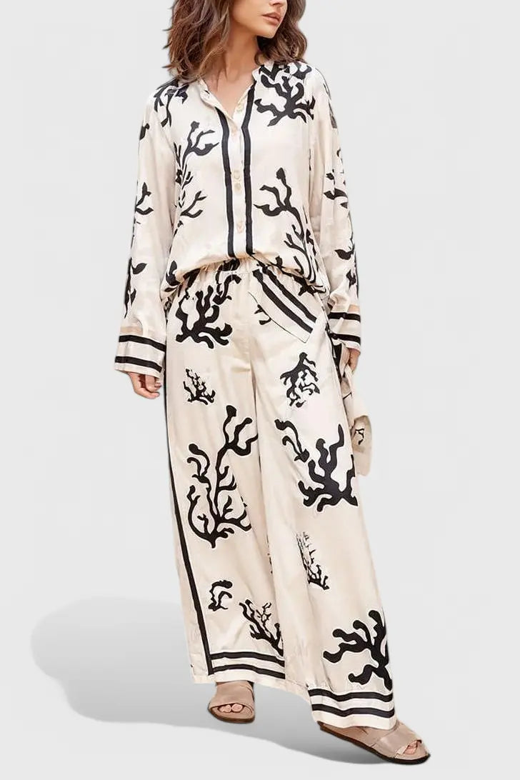 Nazaret Conjunto de Pierna Ancha con Estampado Artístico Alba Madrid