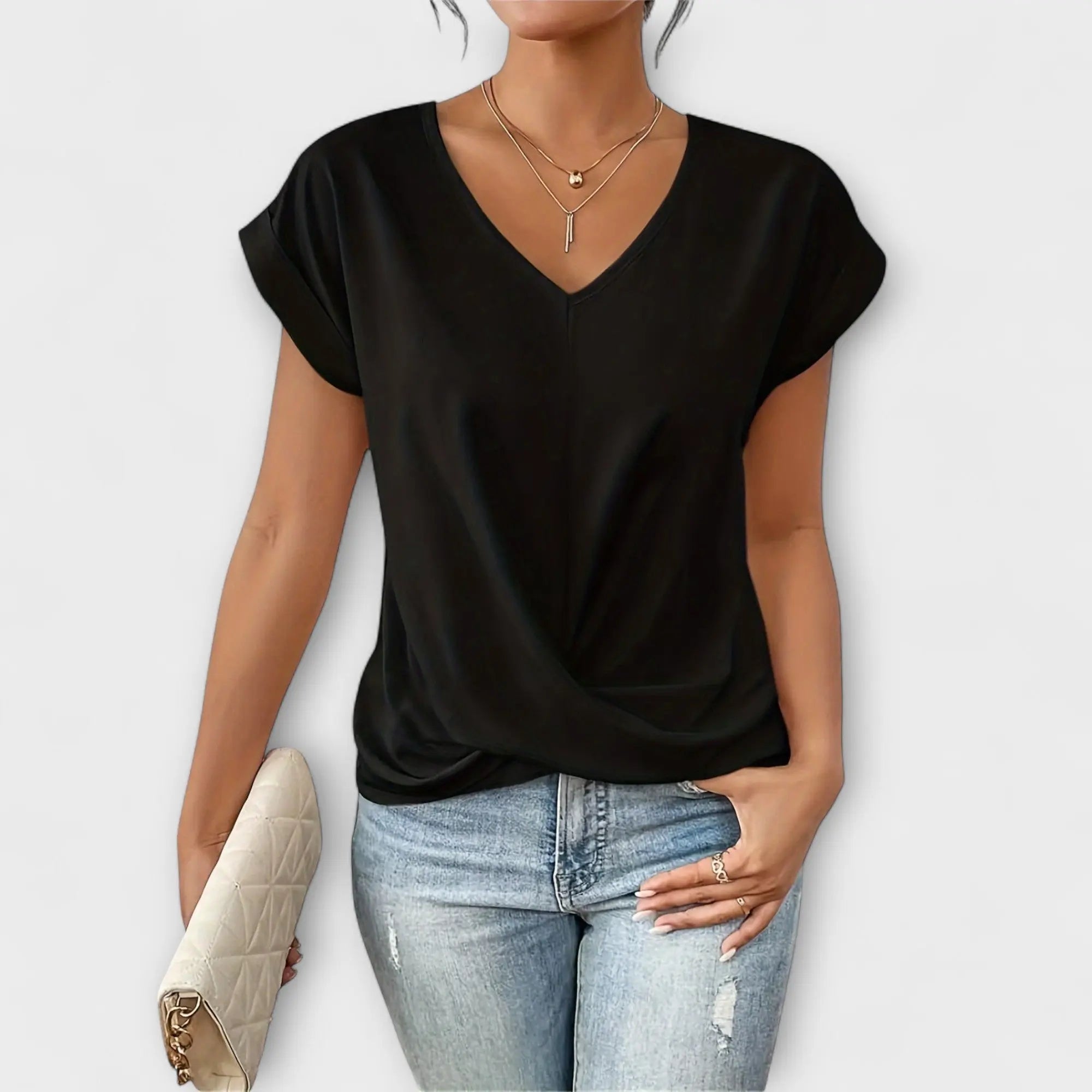 Elena | Blusa con escote en V y detalle de botón Alba Madrid