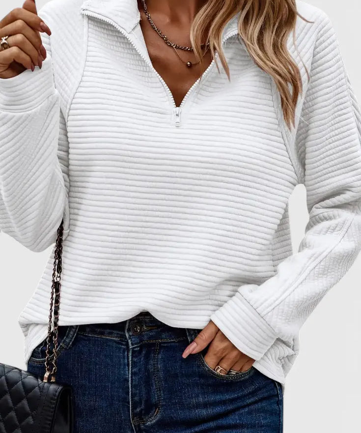Helene Jersey de Cuello en V con Cremallera y Manga Larga Alba Madrid