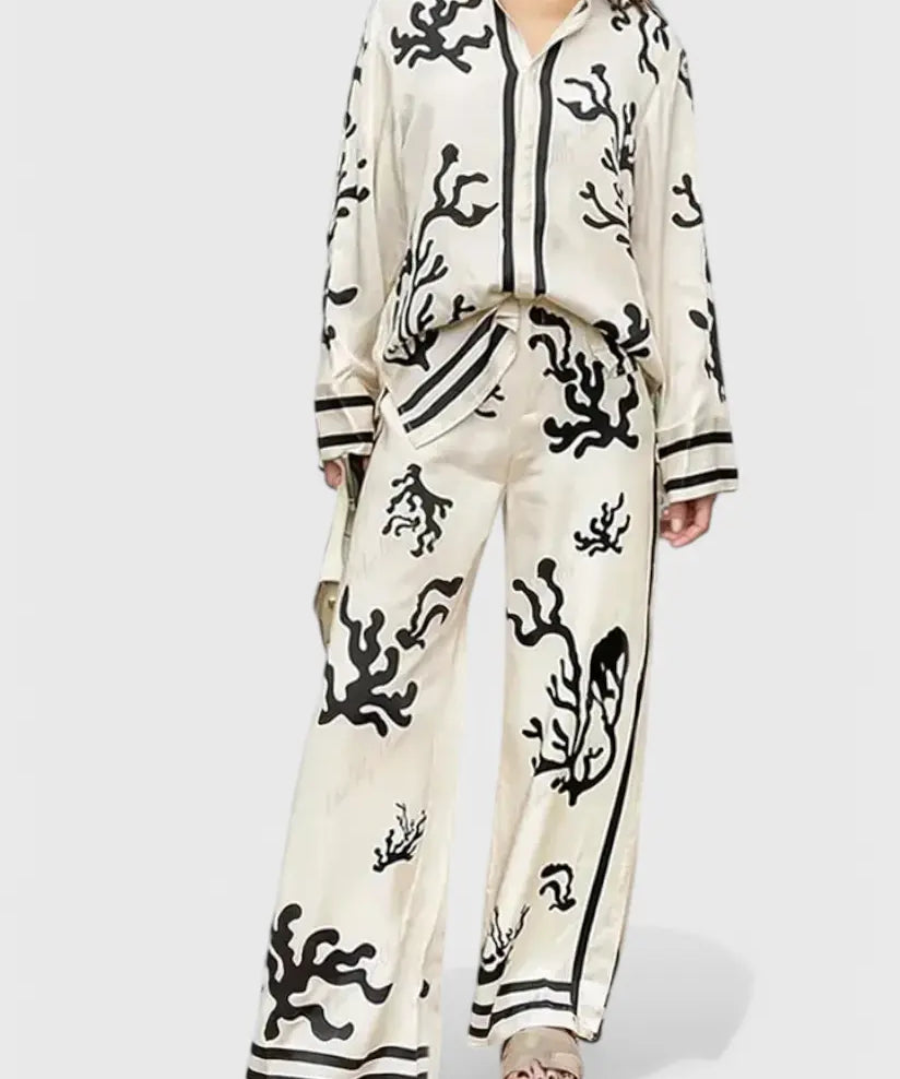 Nazaret Conjunto de Pierna Ancha con Estampado Artístico Alba Madrid