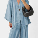 Eli Conjunto Oversize de Top con Cuello en V y Pantalón Recto Alba Madrid