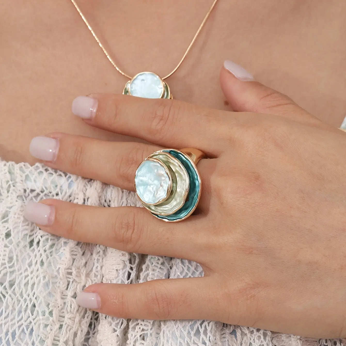 Anillo de esmalte boho de tres capas Alba Madrid