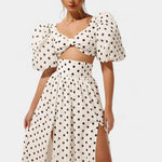 Sherine Conjunto de Falda y Top de Lunares con Mangas Abullonadas Alba Madrid