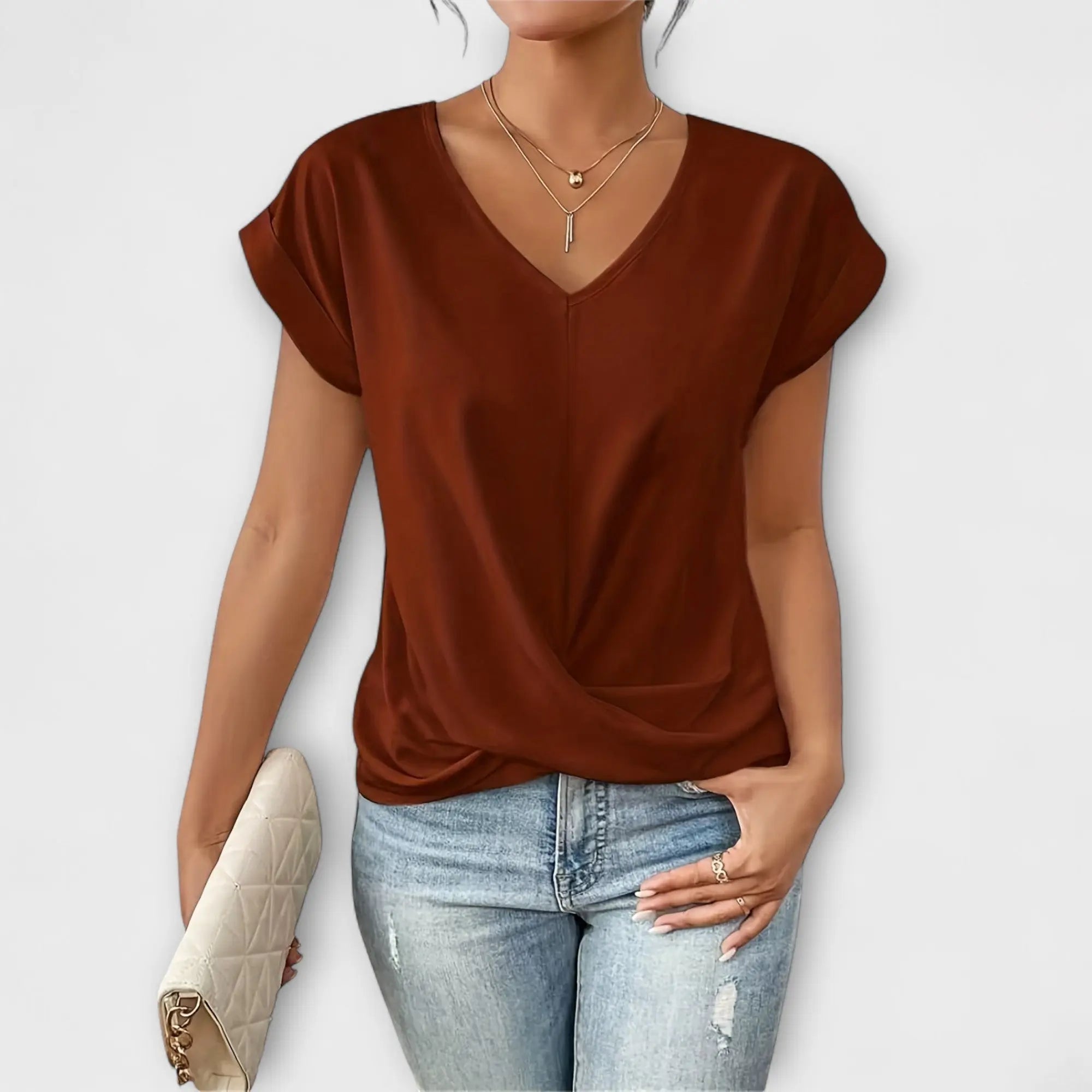 Elena | Blusa con escote en V y detalle de botón Alba Madrid