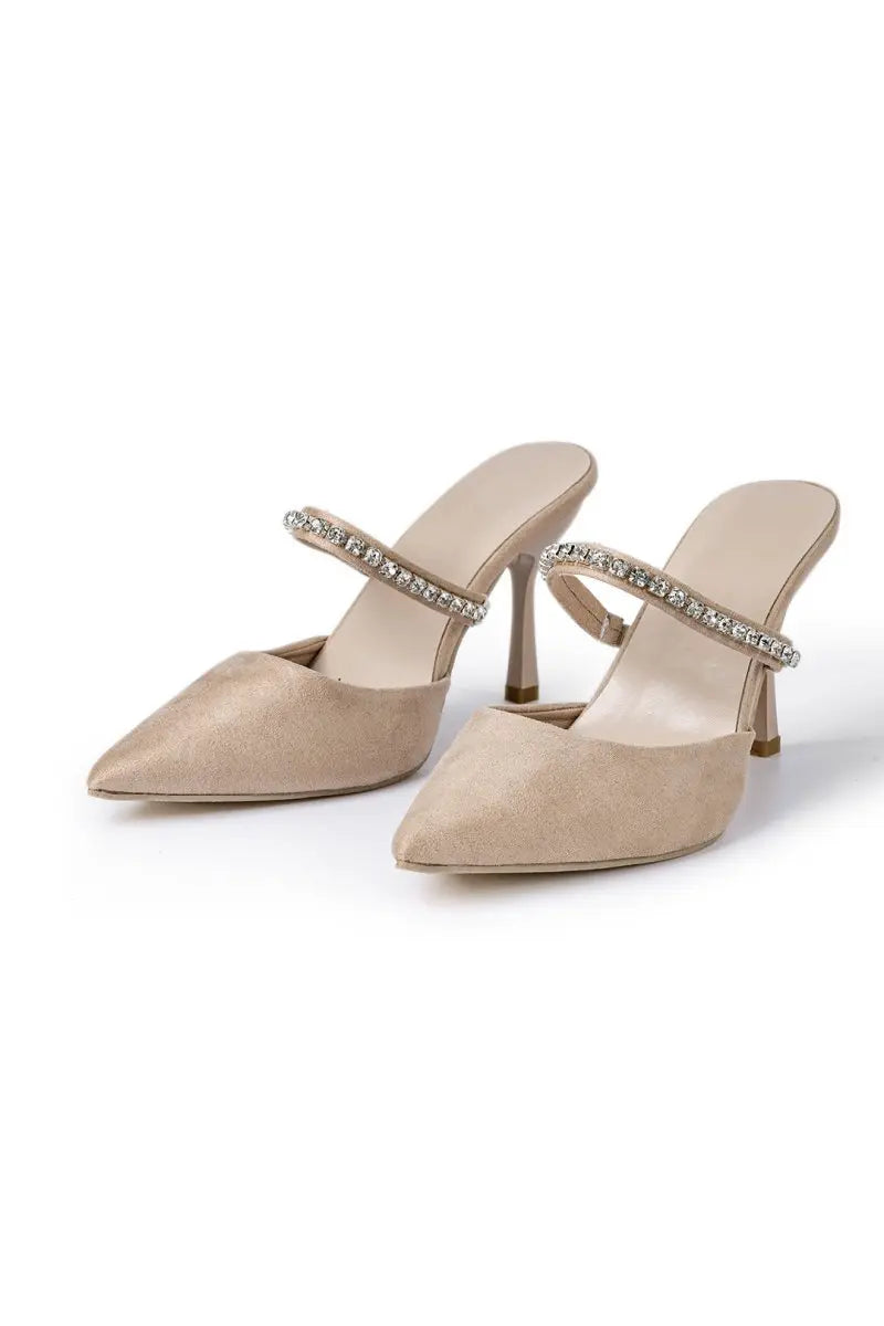 Zapatos de tacón con punta afilada decorados con cristales Alba Madrid