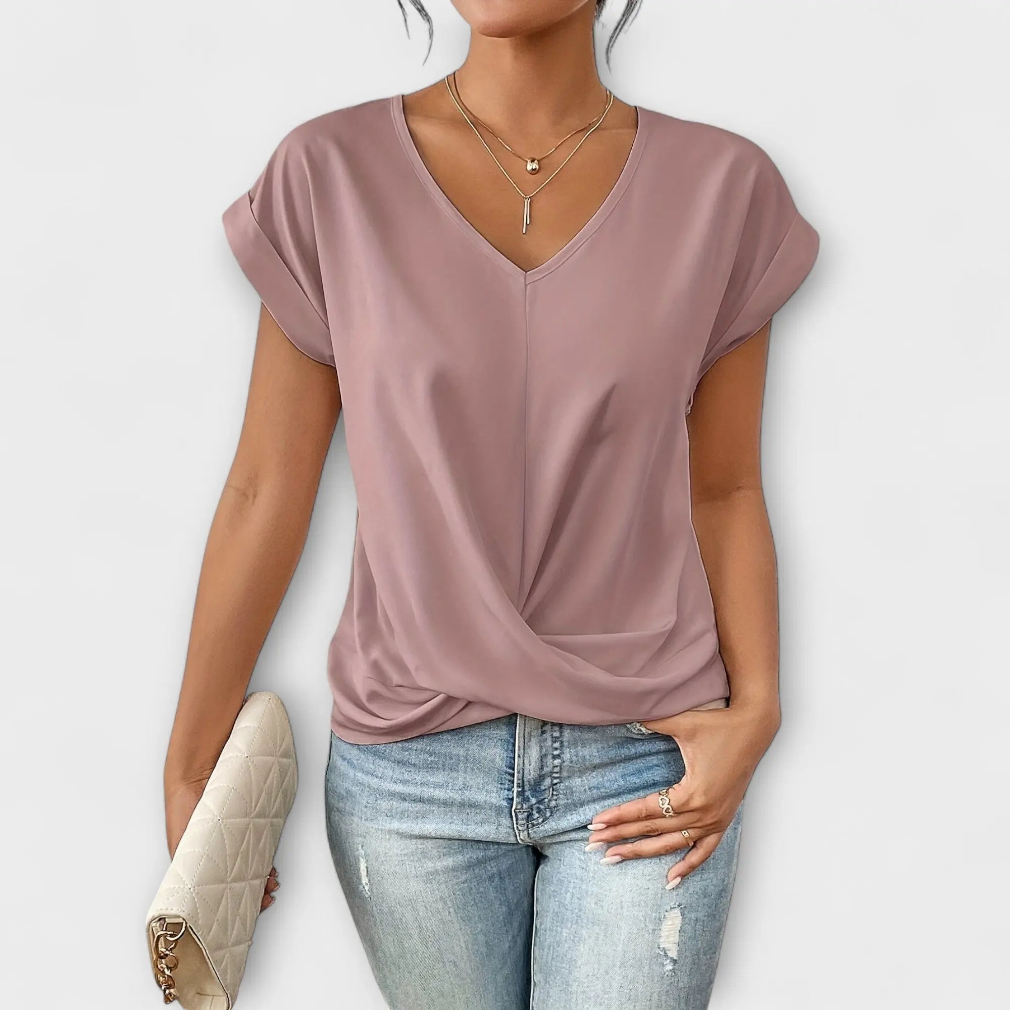 Elena | Blusa con escote en V y detalle de botón Alba Madrid