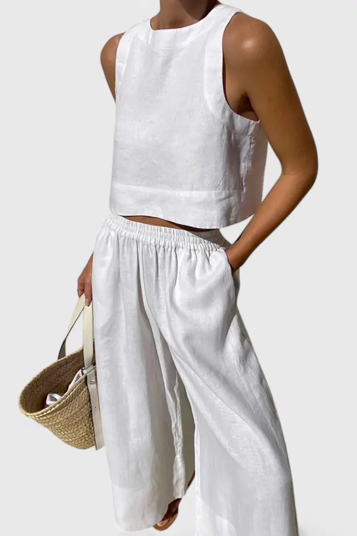 Avelina Conjunto Minimalista en Algodón y Lino Ligero Alba Madrid
