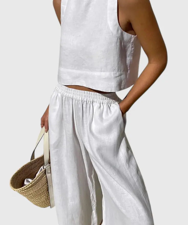 Avelina Conjunto Minimalista en Algodón y Lino Ligero Alba Madrid