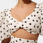 Sherine Conjunto de Falda y Top de Lunares con Mangas Abullonadas Alba Madrid