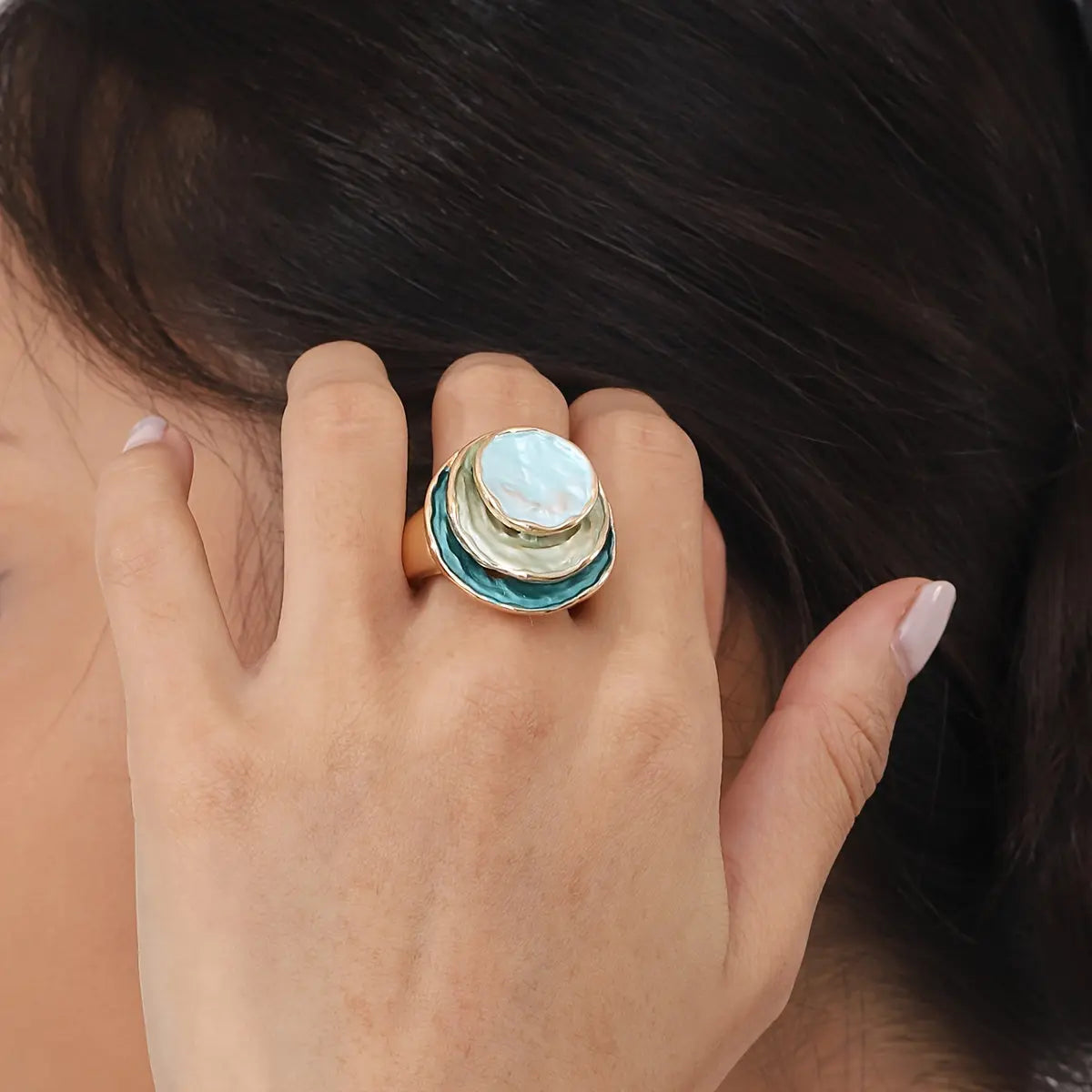 Anillo de esmalte boho de tres capas Alba Madrid
