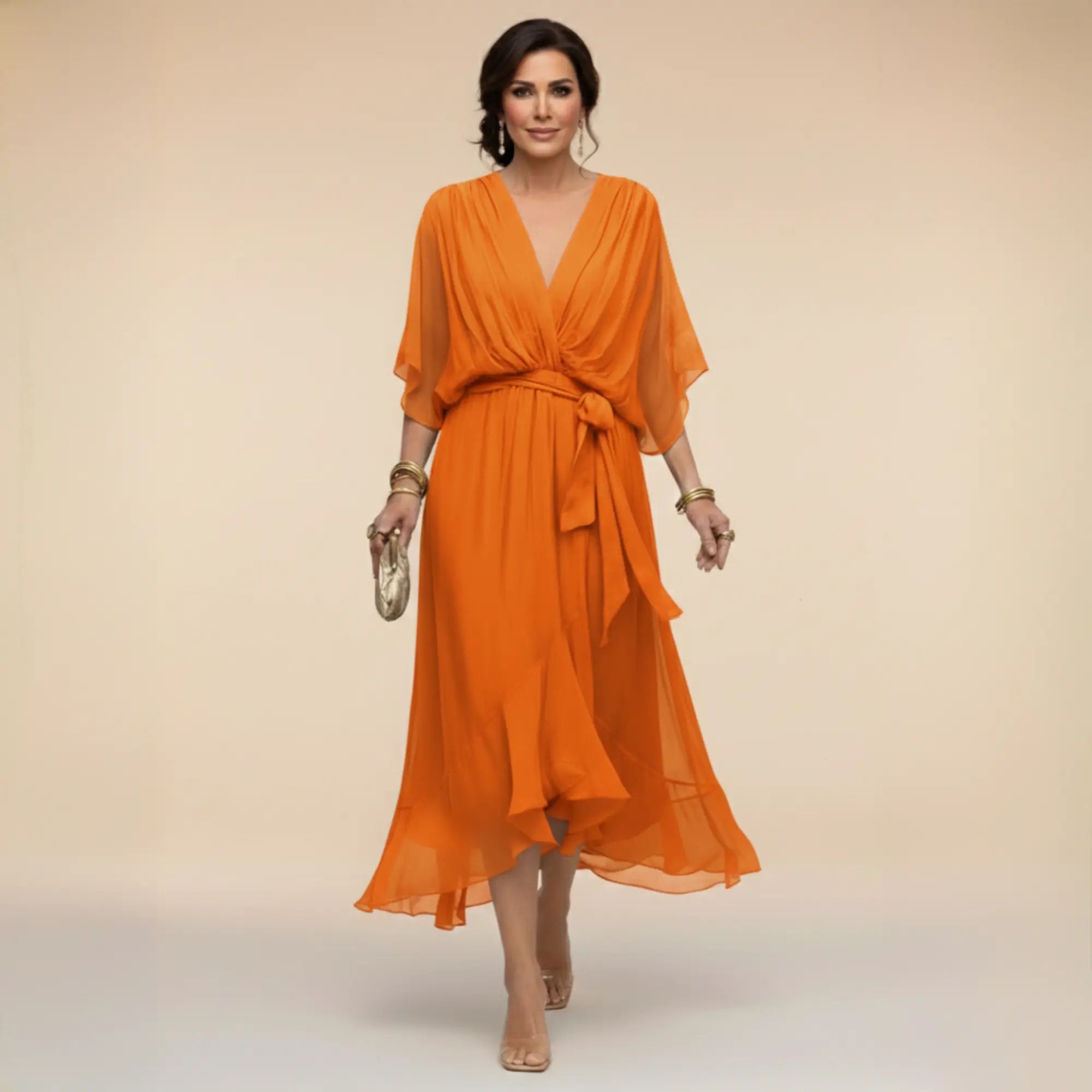 Monica | Vestido de gasa con escote en V Alba Madrid